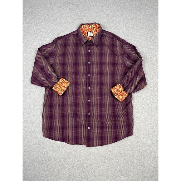 Jerry Garcia Other - Jerry Garcia Shirt Mens 2XL Stripe Purple Plaid Long Sleeve Contrast Flip Cuff
